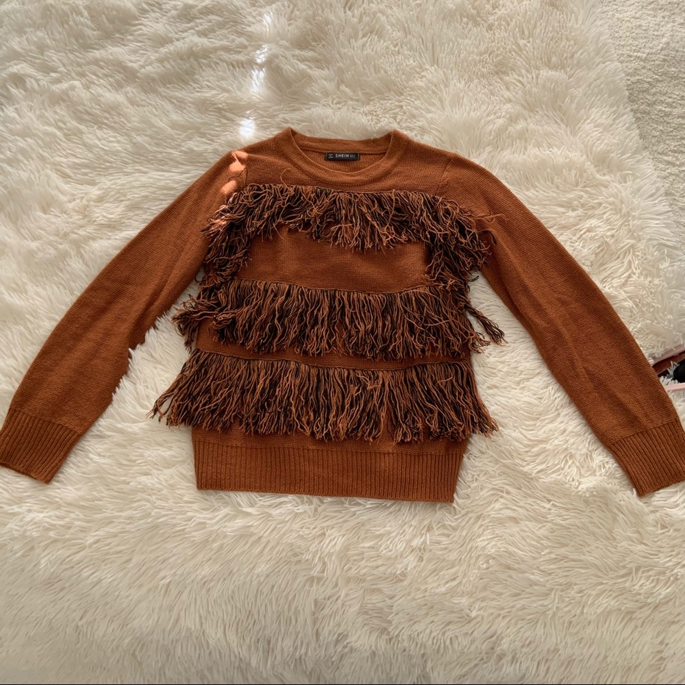 Orange Fringe Sweater